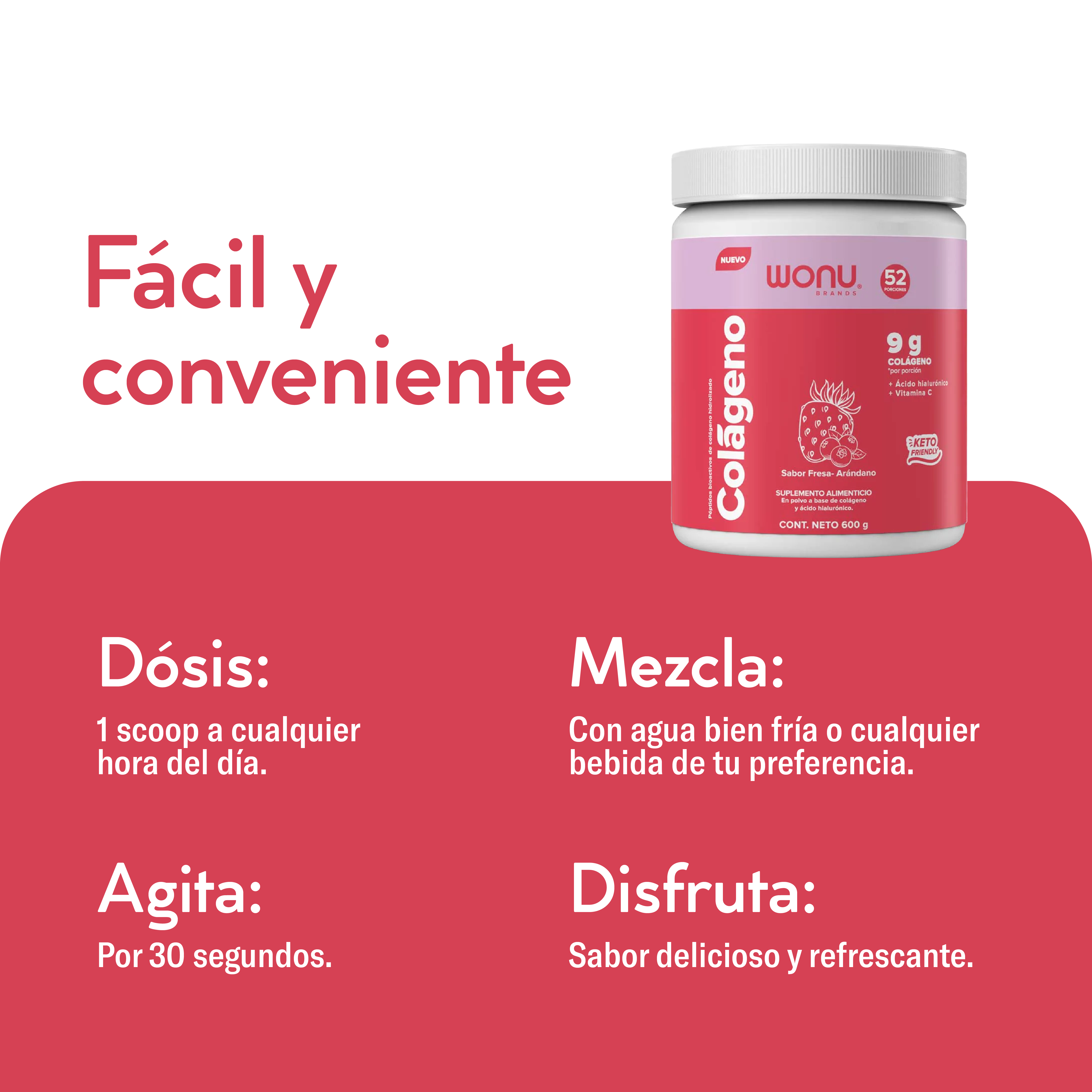Colágeno Hidrolizado Fresa Arándano- 9g de Colágeno, Ácido Hialurónico y Vitamina C