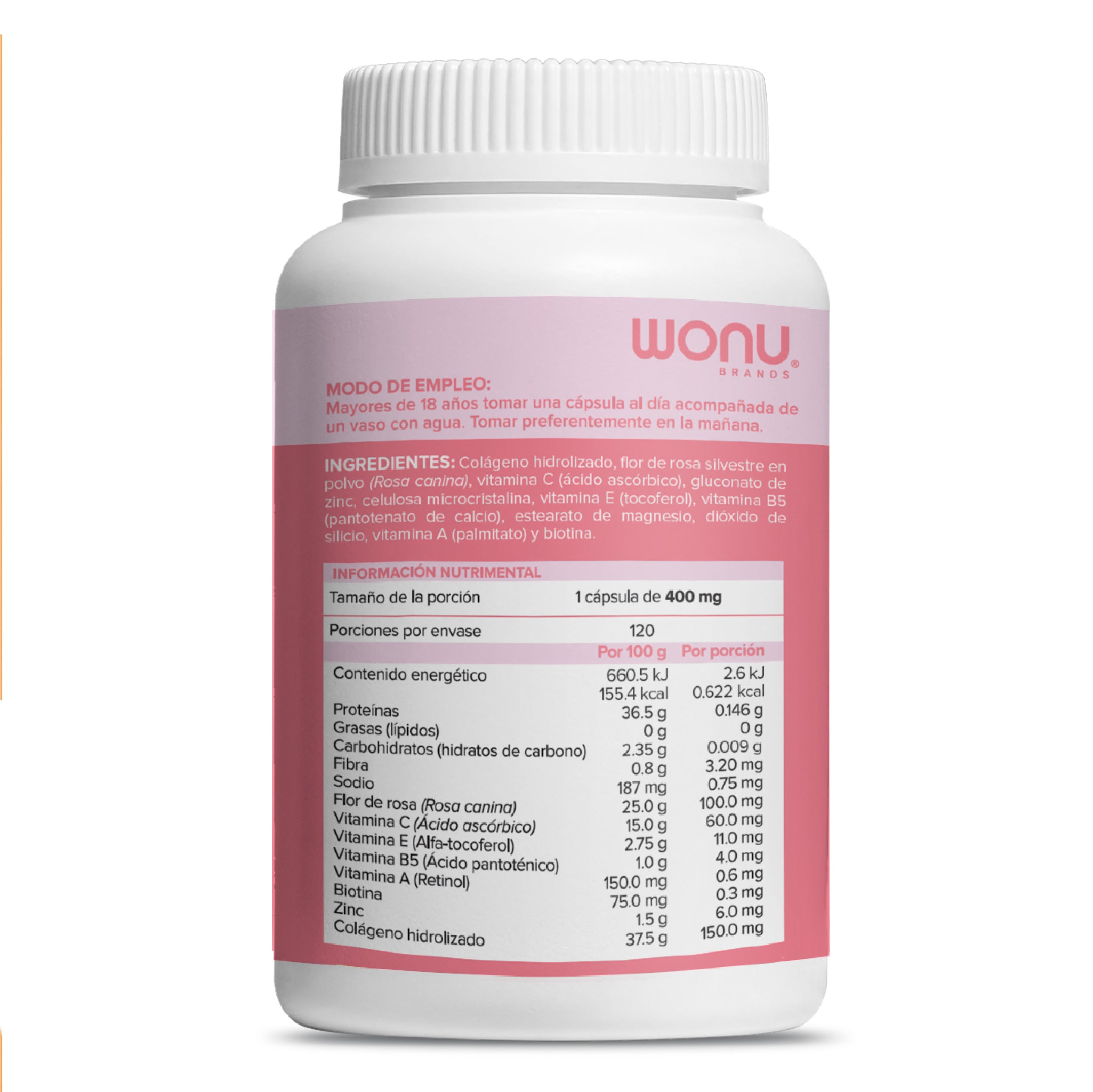 Colágeno en Cápsulas 120 pzas | Biotina + Vitamina C + Zinc
